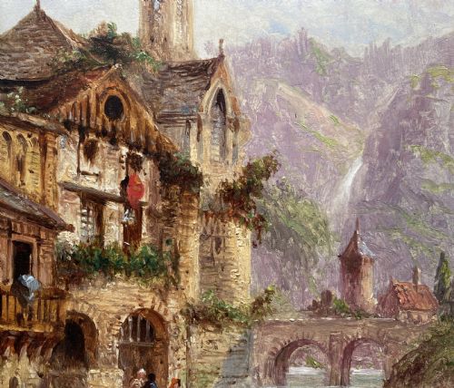 fig 4. Felice Auguste Rezia (1835-1907) Italian Landscape Oil on Panel Painting (1of2)