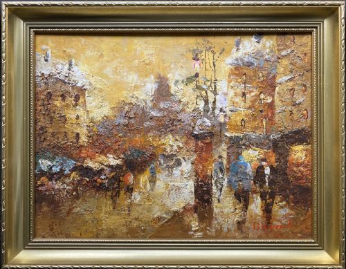 C. 1960 Superb Post-impressionist Cityscape Oil and Impasto Painting (1 of 2)