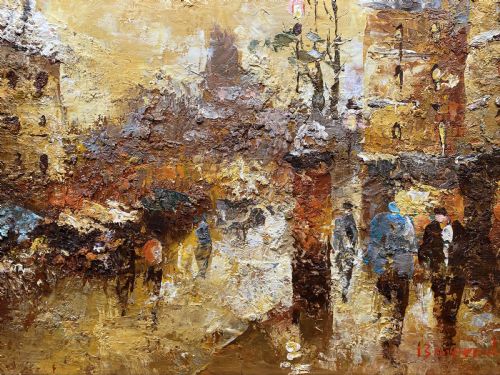 fig 2. c. 1960 Superb Post-Impressionist Cityscape Oil and Impasto Painting (1 of 2)