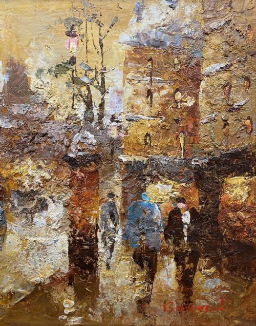 fig 3. c. 1960 Superb Post-Impressionist Cityscape Oil and Impasto Painting (1 of 2)
