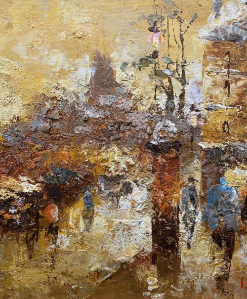 fig 4. c. 1960 Superb Post-Impressionist Cityscape Oil and Impasto Painting (1 of 2)