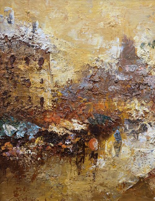 fig 5. c. 1960 Superb Post-Impressionist Cityscape Oil and Impasto Painting (1 of 2)