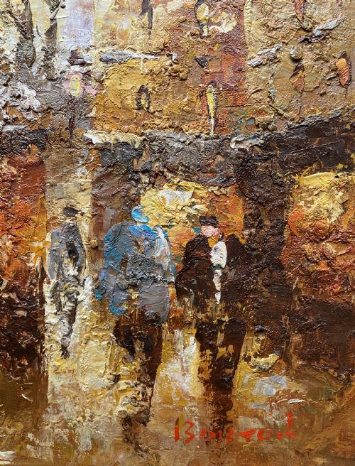 fig 6. c. 1960 Superb Post-Impressionist Cityscape Oil and Impasto Painting (1 of 2)