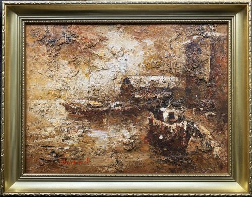 C. 1960 Superb Post-impressionist Seascape Oil and Impasto Painting (2of 2)