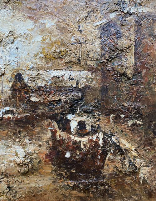 fig 4. c. 1960 Superb Post-Impressionist Seascape Oil and Impasto Painting (2of 2)