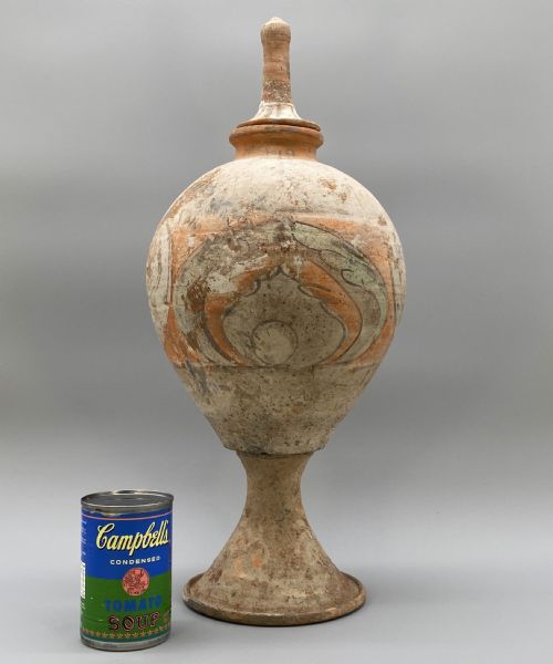 CIRCA 8THCENTURY AD CHINESE TANG DYNASTY POTTERY VASE WITH STAND COVER - ADDITIONAL PHOTO 1