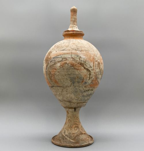 CIRCA 8THCENTURY AD CHINESE TANG DYNASTY POTTERY VASE WITH STAND COVER - ADDITIONAL PHOTO 5