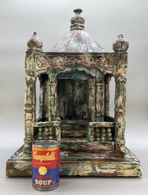 fig 1. Early 20thC Polychrome Carved Hardwood Tabletop Meditation Buddhist Temple