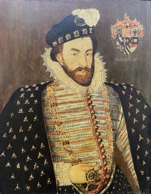 fig 2. Primitive 17th-Century Style Nobleman Oil on Canvas Portrait Painting circa 1960s