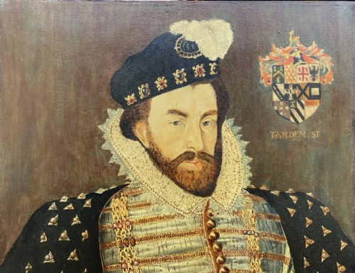 fig 3. Primitive 17th-Century Style Nobleman Oil on Canvas Portrait Painting circa 1960s