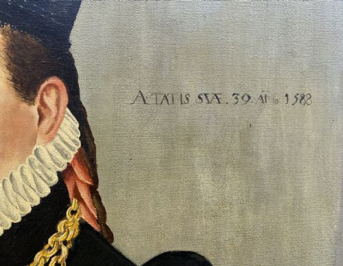 fig 5. Primitive 16th-Century Style Female Oil on Canvas Portrait Painting circa 1960