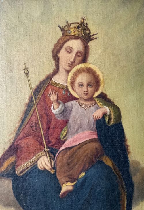 fig 2. The Virgin Mary & Christ Child, Jesus. 19th Century Oil Portrait Painting
