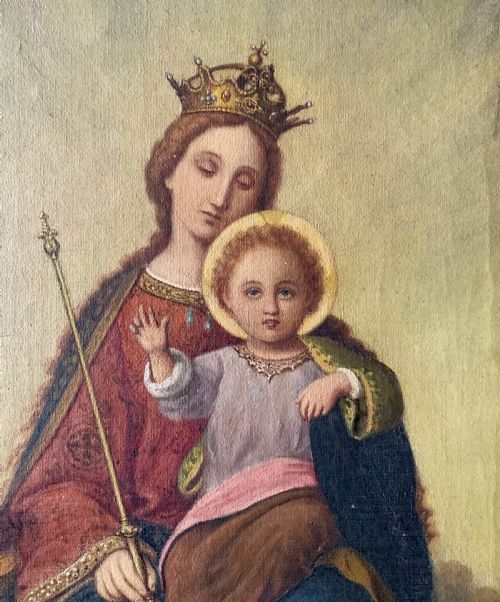 fig 3. The Virgin Mary & Christ Child, Jesus. 19th Century Oil Portrait Painting