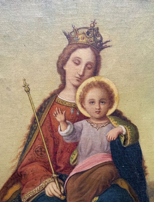 fig 6. The Virgin Mary & Christ Child, Jesus. 19th Century Oil Portrait Painting