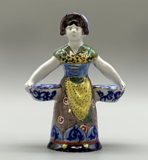 fig 5. Rare 19th-Century French Polychrome Faience Delft Double Salt Cellar Saleron