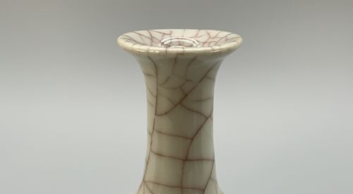 fig 4. Fine Pair 19th-Century Chinese Ge-Type Crackle Glaze Bottle Vases