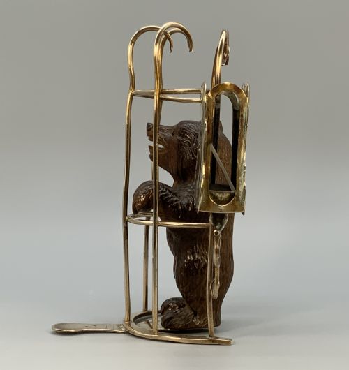 RARE 19THC CARVED BLACK FOREST BEAR NOVELTY DESK TOP CANDLE MATCHSTICK HOLDER - ADDITIONAL PHOTO 4