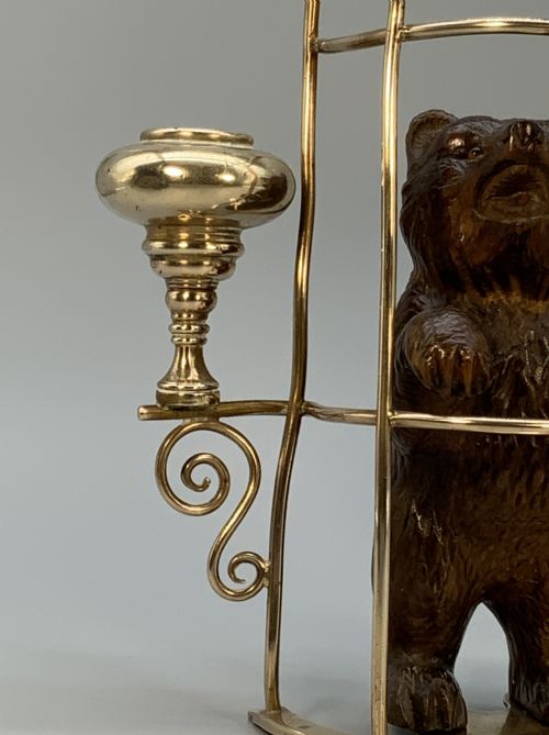 RARE 19THC CARVED BLACK FOREST BEAR NOVELTY DESK TOP CANDLE MATCHSTICK HOLDER - ADDITIONAL PHOTO 9