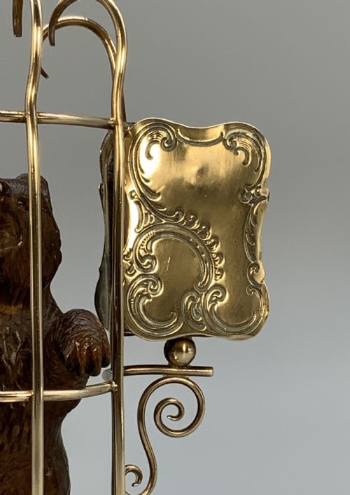 RARE 19THC CARVED BLACK FOREST BEAR NOVELTY DESK TOP CANDLE MATCHSTICK HOLDER - ADDITIONAL PHOTO 10