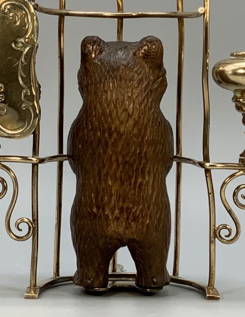 RARE 19THC CARVED BLACK FOREST BEAR NOVELTY DESK TOP CANDLE MATCHSTICK HOLDER - ADDITIONAL PHOTO 12