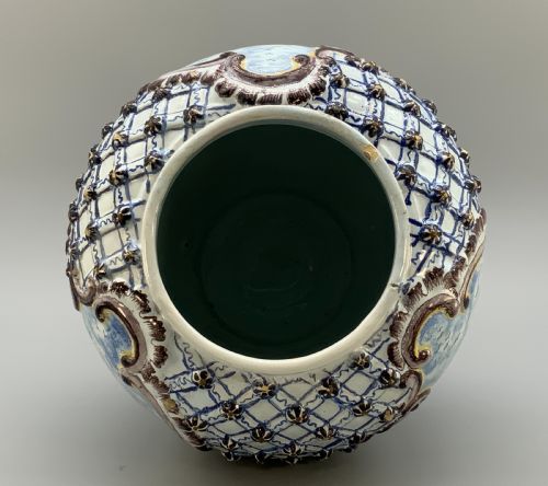 LARGE SUPERB 19THC DUTCH STYLE FRENCH FAIENCE DELFT MANGANESE BLUE WHITE VASE - ADDITIONAL PHOTO 17
