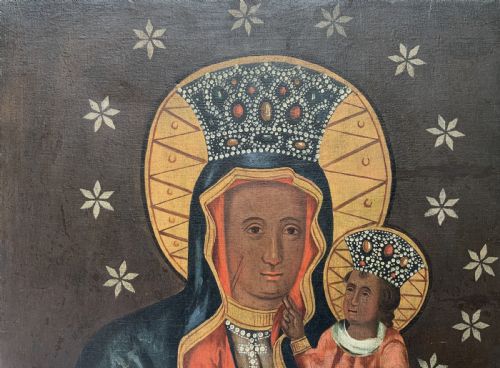 fig 1. 17th/18thC Polish School Oil on Canvas Double Portrait Painting Religious Icon