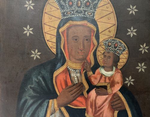 fig 2. 17th/18thC Polish School Oil on Canvas Double Portrait Painting Religious Icon
