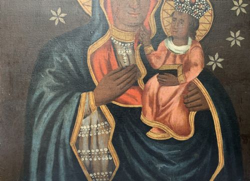fig 3. 17th/18thC Polish School Oil on Canvas Double Portrait Painting Religious Icon