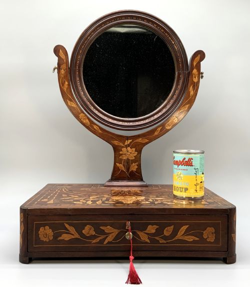 DUTCH MARQUETRY DRESSING TABLE MIRROR 19THCENTURY TOILET SWING MIRROR BEAUTIFUL - ADDITIONAL PHOTO 2