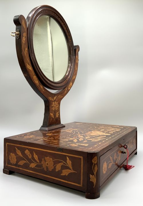 DUTCH MARQUETRY DRESSING TABLE MIRROR 19THCENTURY TOILET SWING MIRROR BEAUTIFUL - ADDITIONAL PHOTO 9