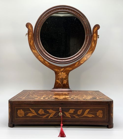 DUTCH MARQUETRY DRESSING TABLE MIRROR 19THCENTURY TOILET SWING MIRROR BEAUTIFUL - ADDITIONAL PHOTO 13