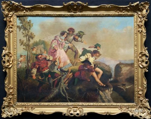 COUNTRY HOUSE OIL PAINTING AFTER JEANBAPTISTE JOSEPH PATER FRENCH 16751736 LARGE - ADDITIONAL PHOTO 1
