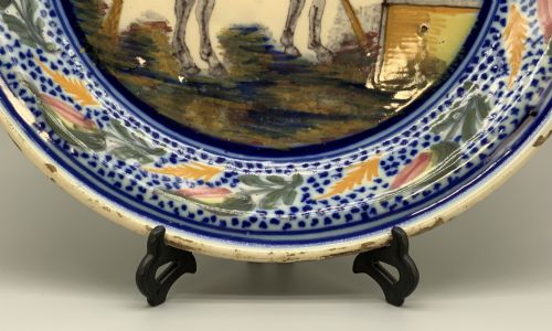 fig 5. Huge 18th-Century Spanish Majolica Talavera Polychrome Horse & Rider Charger Plate