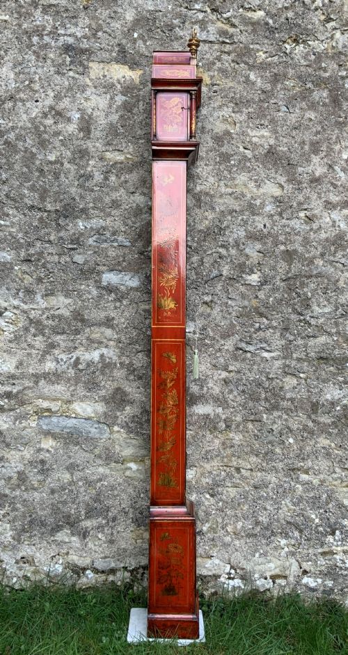 fig 3. Rare 18th-Century Slim London Chinoiserie Lacquered 8-Day Longcase Clock C. 1780