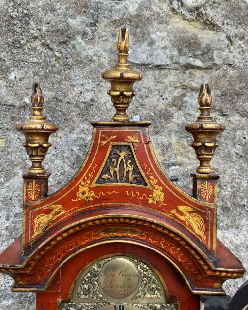 fig 7. Rare 18th-Century Slim London Chinoiserie Lacquered 8-Day Longcase Clock C. 1780