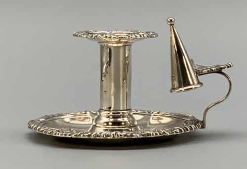 Antique Sold Sterling Silver Chamberstick Candle Holder Hallmarked