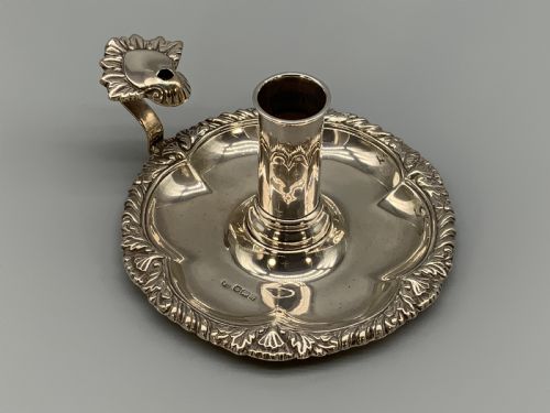 fig 1. Antique Sold Sterling Silver Chamberstick Candle Holder Hallmarked