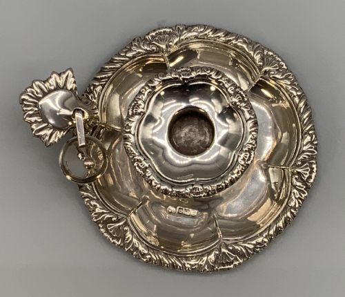 fig 2. Antique Sold Sterling Silver Chamberstick Candle Holder Hallmarked