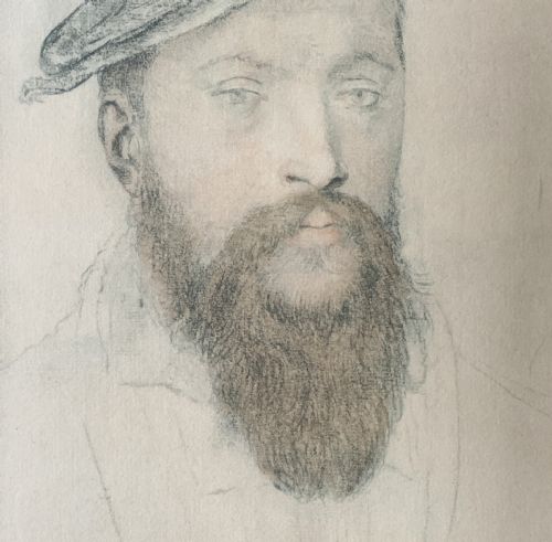 ORIGINAL PORTRAIT DRAWING OF 16THCENTURY LORD VAUX AFTER HANS HOLBEIN 1950S - ADDITIONAL PHOTO 4
