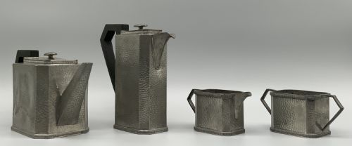 ARTDECO PEWTER TEA COFFEE POT TRAY JUG SUGAR BOWL BY ARMADA PEWTER 1930 - ADDITIONAL PHOTO 2