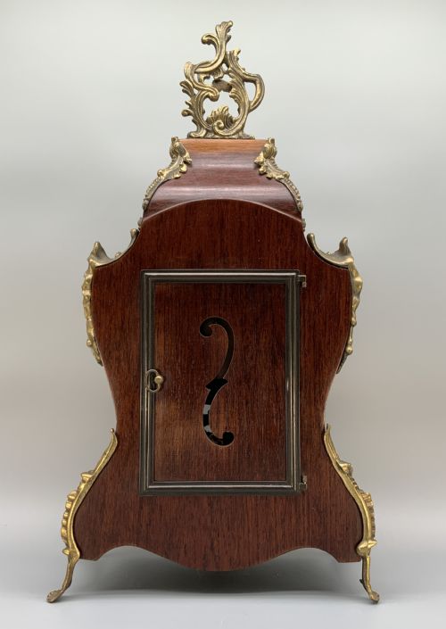 fig 6. Large Marquetry Mantel Clock 18thC Boulle Style Mid-Century 8-day Bim-Bam Chime