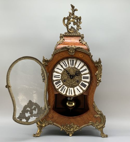 fig 7. Large Marquetry Mantel Clock 18thC Boulle Style Mid-Century 8-day Bim-Bam Chime