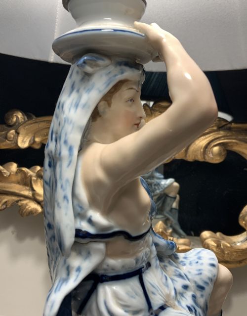 ARTDECO PORCELAIN TABLE LAMP BLUE AND WHITE EXCEPTIONALLY RARE EXAMPLE - ADDITIONAL PHOTO 10