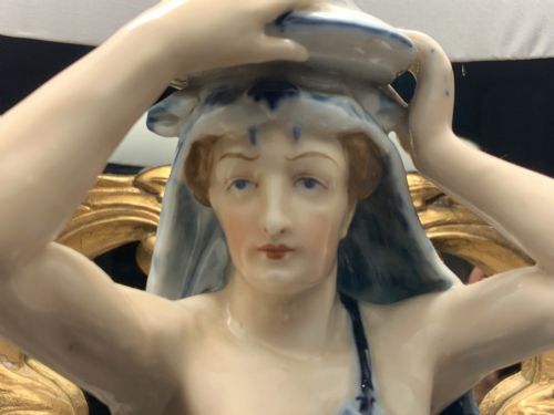 ARTDECO PORCELAIN TABLE LAMP BLUE AND WHITE EXCEPTIONALLY RARE EXAMPLE - ADDITIONAL PHOTO 12