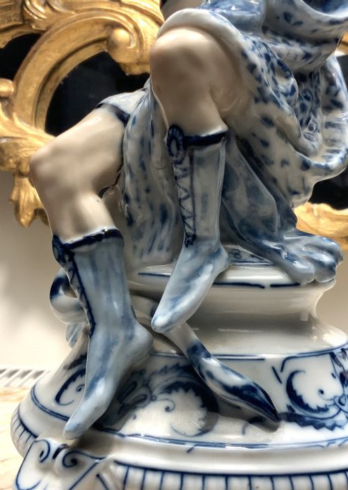 ARTDECO PORCELAIN TABLE LAMP BLUE AND WHITE EXCEPTIONALLY RARE EXAMPLE - ADDITIONAL PHOTO 13