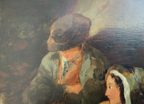 VICTORIAN GENRE OIL PORTRAIT PAINTING PARENTS WITH CHILD CIRCA 1880 - ADDITIONAL PHOTO 3