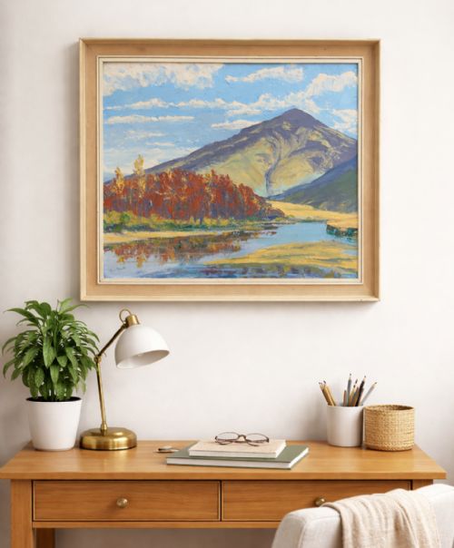 fig 1. Scottish Impressionist Impasto Oil Painting Mountainous Landscape Mid-Century