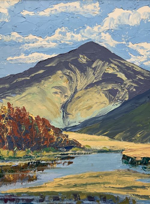 fig 3. Scottish Impressionist Impasto Oil Painting Mountainous Landscape Mid-Century