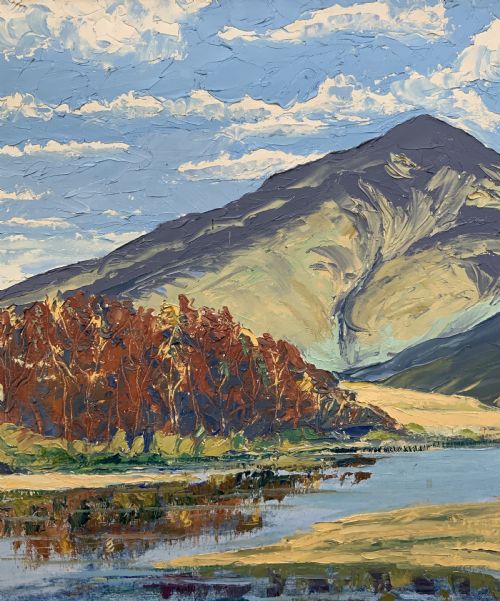 fig 5. Scottish Impressionist Impasto Oil Painting Mountainous Landscape Mid-Century
