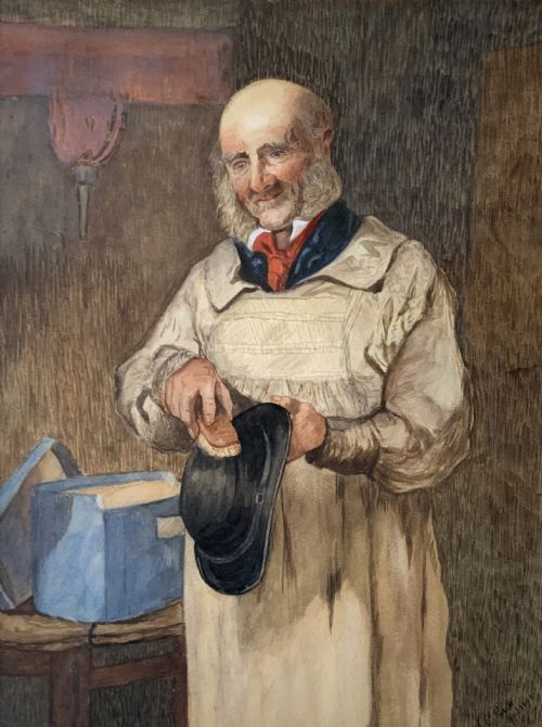 'HIS SUNDAY BEST' ORIGINAL VICTORIAN GENRE PORTRAIT WATERCOLOUR PAINTING C 1895 - ADDITIONAL PHOTO 2